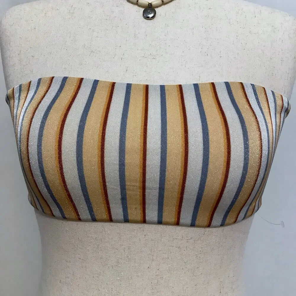 LA Hearts by Pacsun NWOT Metallic Bandeau Swim Top Women L